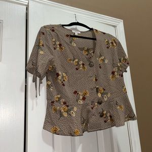 Floral peplum top, flowy